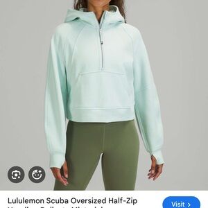 lululemon athletica Light Green Scuba Half-Zip Hoodie
